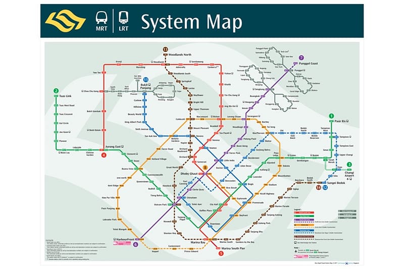 Sơ đồ tàu điện ngầm (MRT) tại Singapore